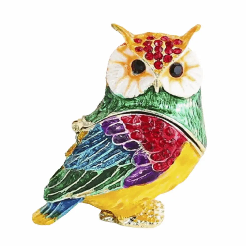Zinc Alloy Owl Trinket Box – Rhinestone Jewelry Organizer Decorative Trinket Box Richie's Colorful