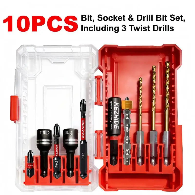 Titanium Coated Drill Bit & Socket Set with Storage Case Drill Bit Socket Set Richie's A2