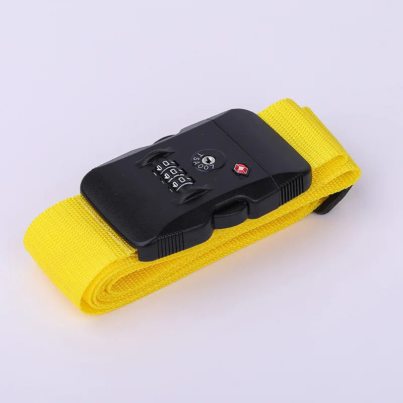 TSA Lock Luggage Strap – Adjustable Password Suitcase Belt Luggage Security Strap Richie's YELLOW