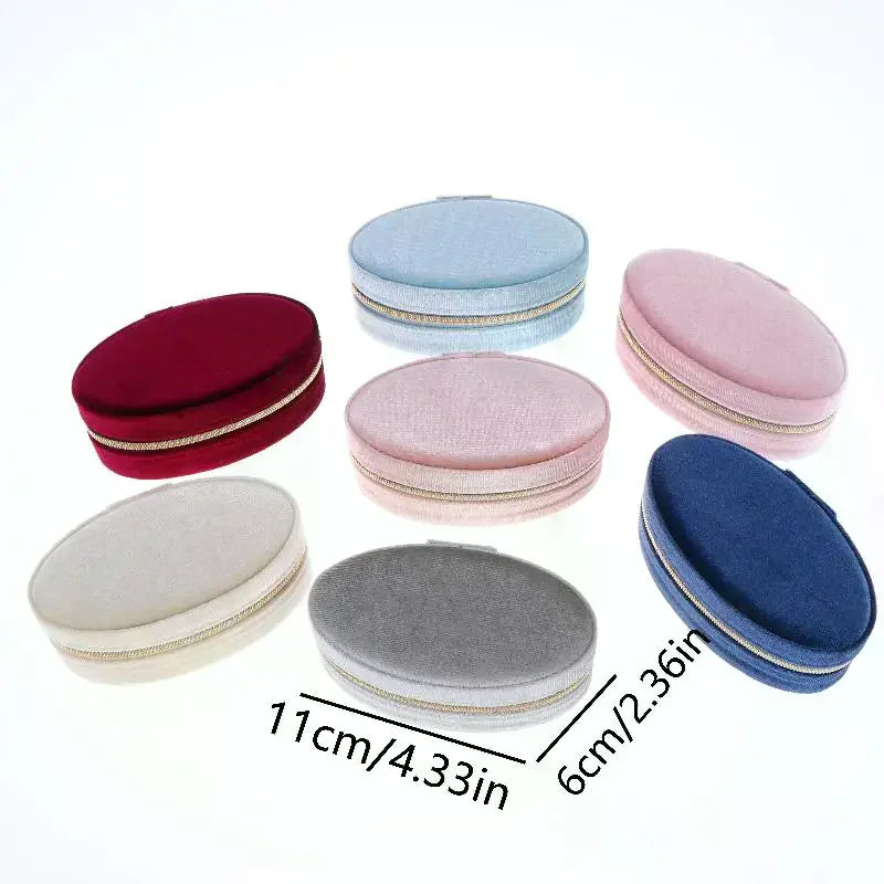 Mini Velvet Oval Jewelry Box – Portable Ring & Earring Case Velvet Jewelry Box Richie's