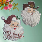 Santa Claus Plush Sequin Iron-On Embroidered Patch | Holiday Embroidered Iron-On Patch Richie's 2 Pcs