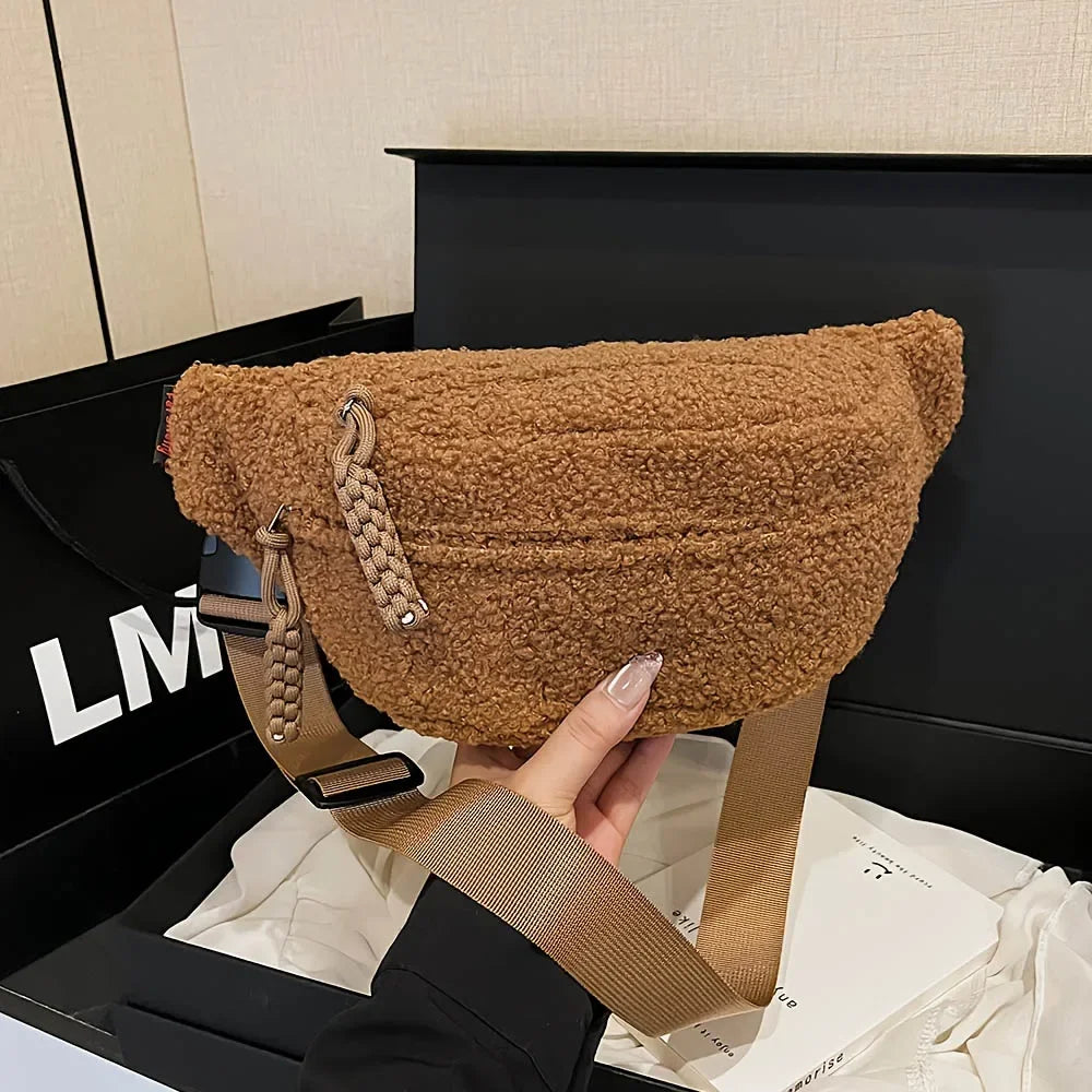 Women's Plush Faux Fur Crossbody Bag – Trendy Winter Shoulder Bag Crossbody Shoulder Bag Richie's