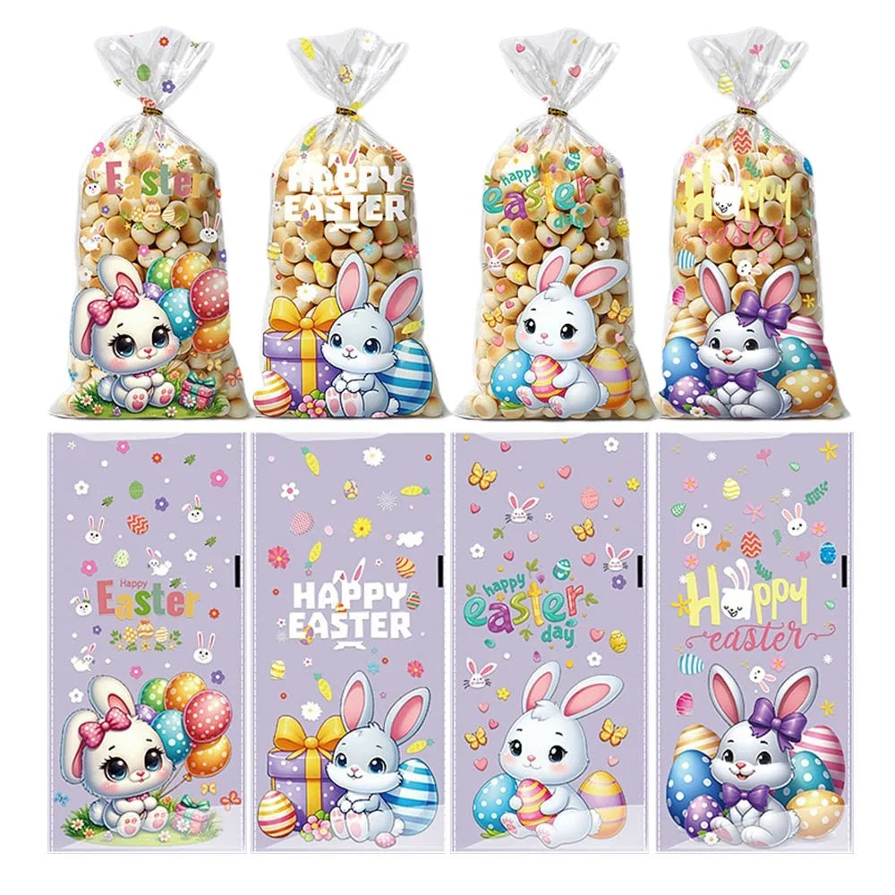 50PCS Easter Gift Bags – Multicolor Rabbit Candy & Cookie Pouches Easter Party Bags Richie's 2 5x5x5cm