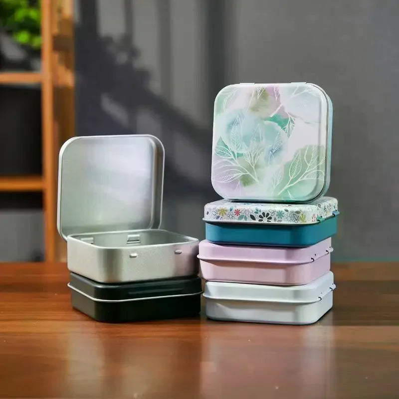 2Pcs Square Metal Storage Tins with Sealed Hinged Lids Metal Storage Tins Richie's
