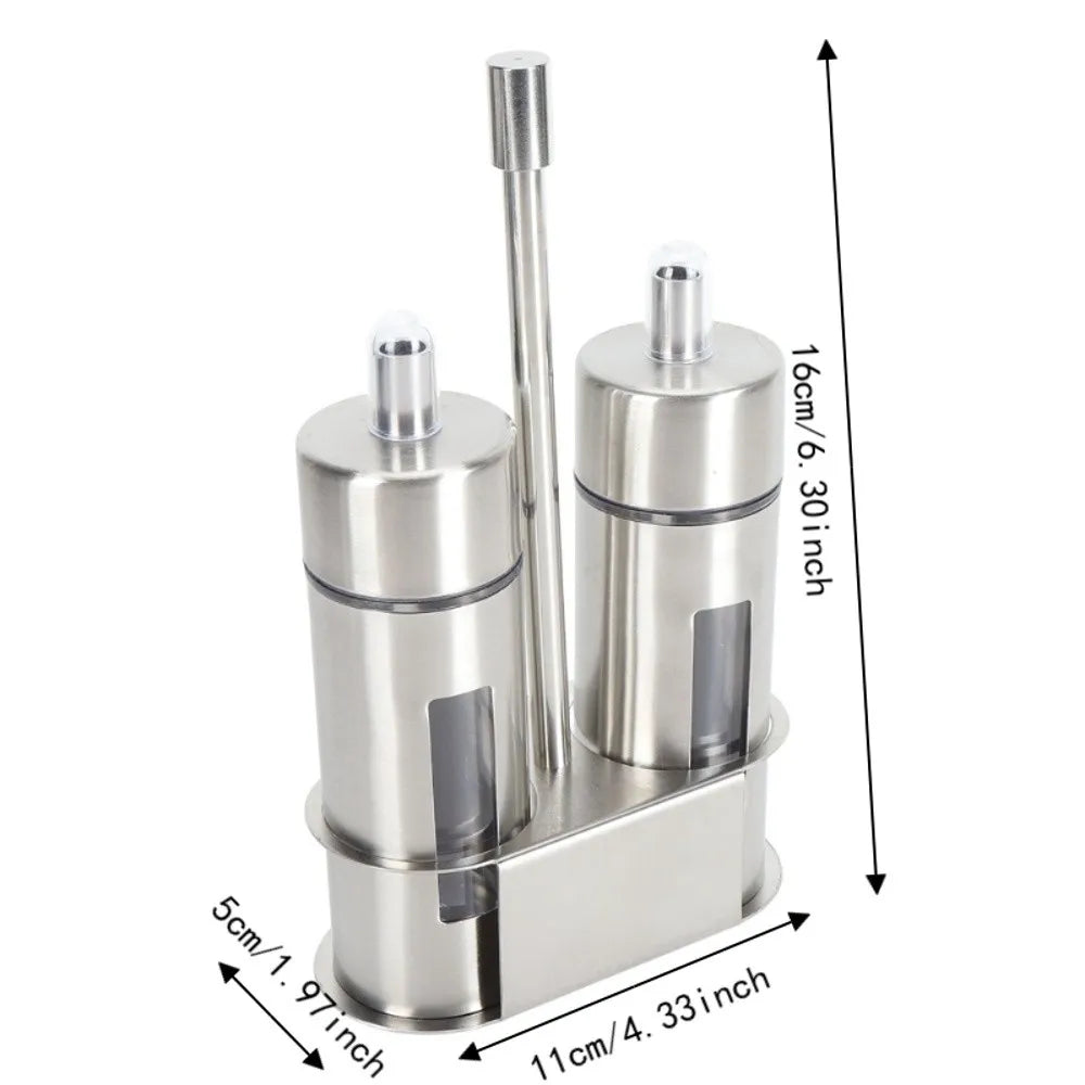 304 Stainless Steel Oil Dispenser Bottle Set with Stand 80ml Oil Vinegar Cruet Set Richie's