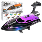 HXJRC HJ812 2.4G RC Speedboat 25km/h Waterproof LED Lights RC Racing Speedboat Richie's Purple