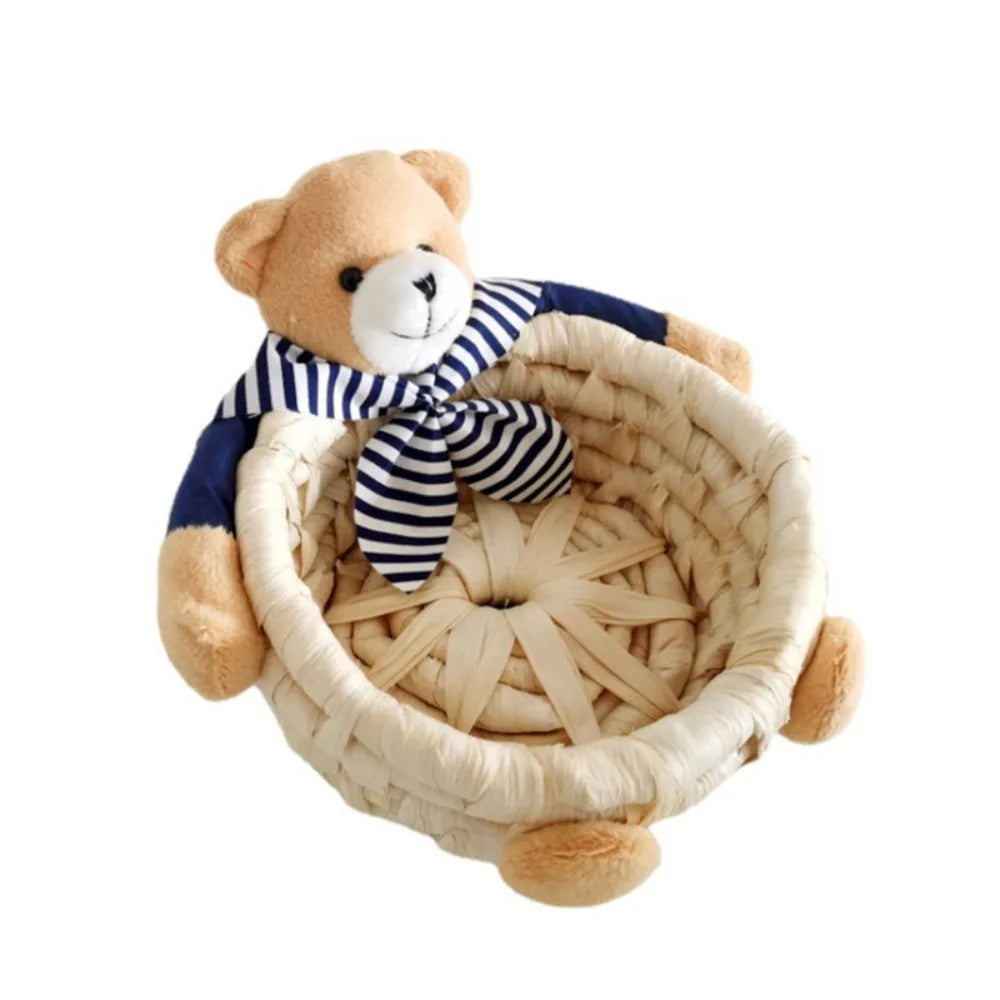 Handwoven Easter Basket Bunny & Bear | 3 Sizes Straw Woven Easter Storage Basket Richie's Bear L