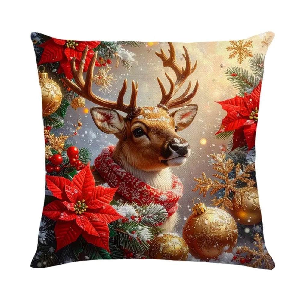 Christmas Cushion Cover – Tree Print Checkered Pillowcase 45×45cm Decorative Pillow Cover Richie's Style 3