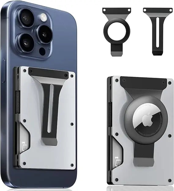 Zeeker 5-in-1 Minimalist Wallet with AirTag Slot & Money Clip Minimalist Wallet Richie's GRAY