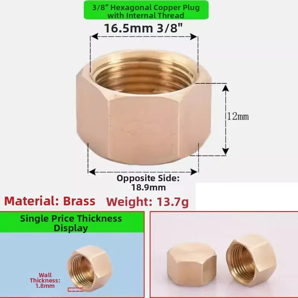 Brass BSP Threaded Pipe End Cap Plug – Hex Head Blind Stopper Pipe Fitting Plug Richie's Hex Plug 3I8