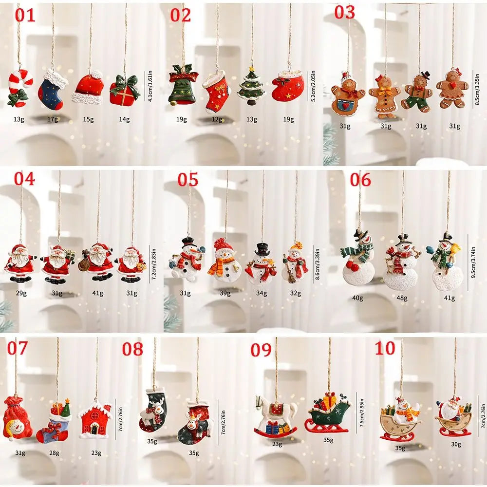 Resin Christmas Ornaments – Santa Claus & Snowman Pendants Christmas Tree Ornaments Richie's