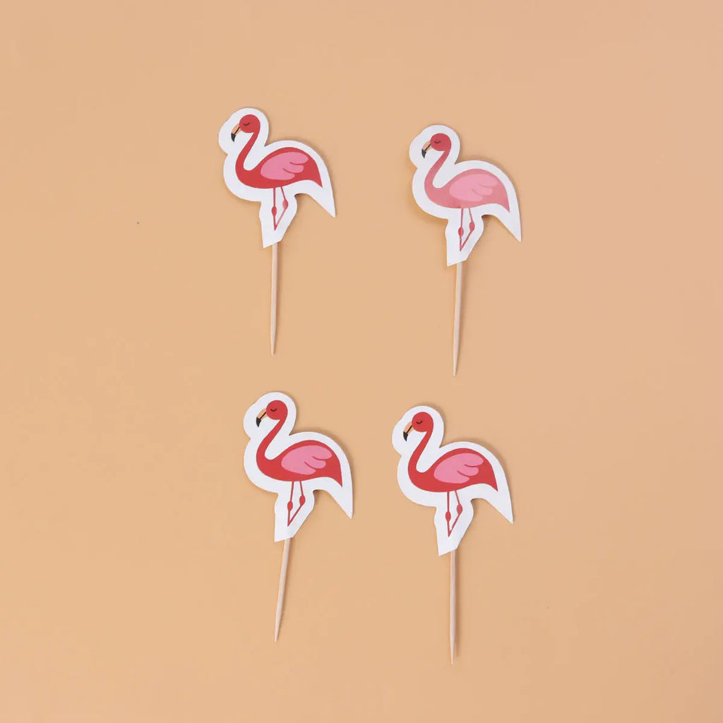 24 Pcs Flamingo Pineapple Cake Topper Picks – Tropical Party Cake Topper Picks Richie's