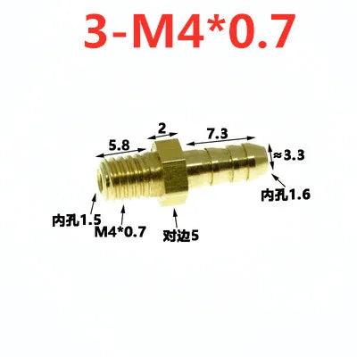 Brass Barb Hose Fittings Male Metric M5 M6 M8 Thread Connector Brass Pipe Fitting Richie's 3mm to M4x0.7