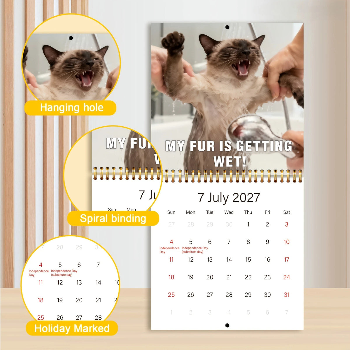 2027 Funny Cat Meme Wall Calendar – Monthly Hanging Planner Wall Calendar Richie's