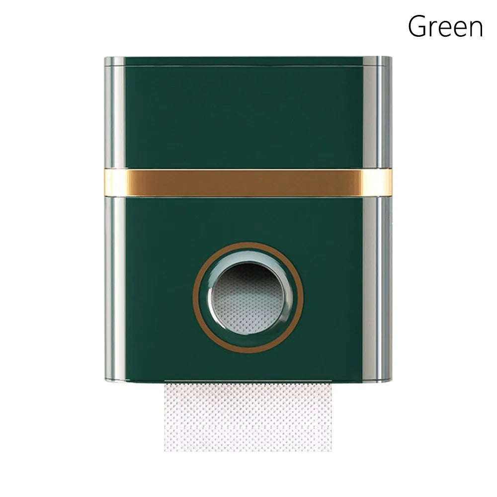 Wall Mount Toilet Paper Holder Double Drawer Tissue Box Toilet Paper Holder Richie's green