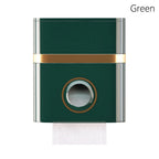 Wall Mount Toilet Paper Holder Double Drawer Tissue Box Toilet Paper Holder Richie's green