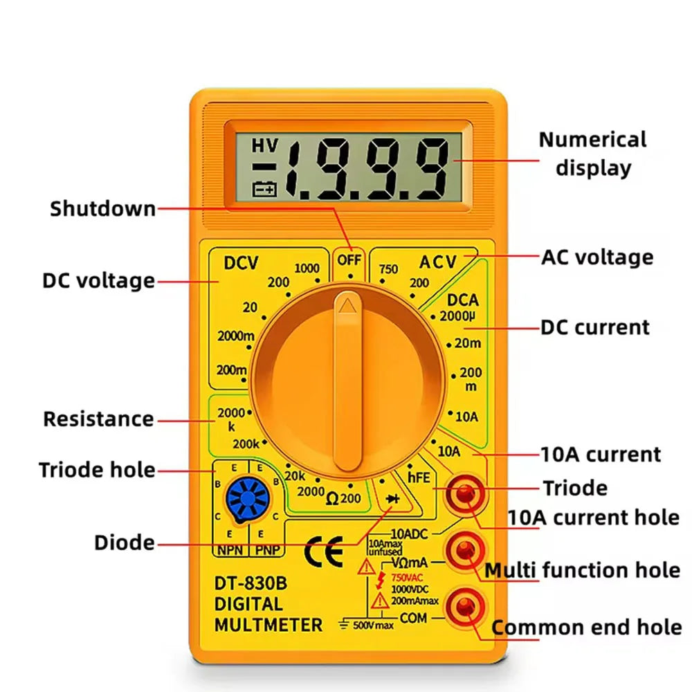 DT830B Digital Multimeter – Voltmeter, Ammeter & Circuit Tester Digital Multimeter Richie's