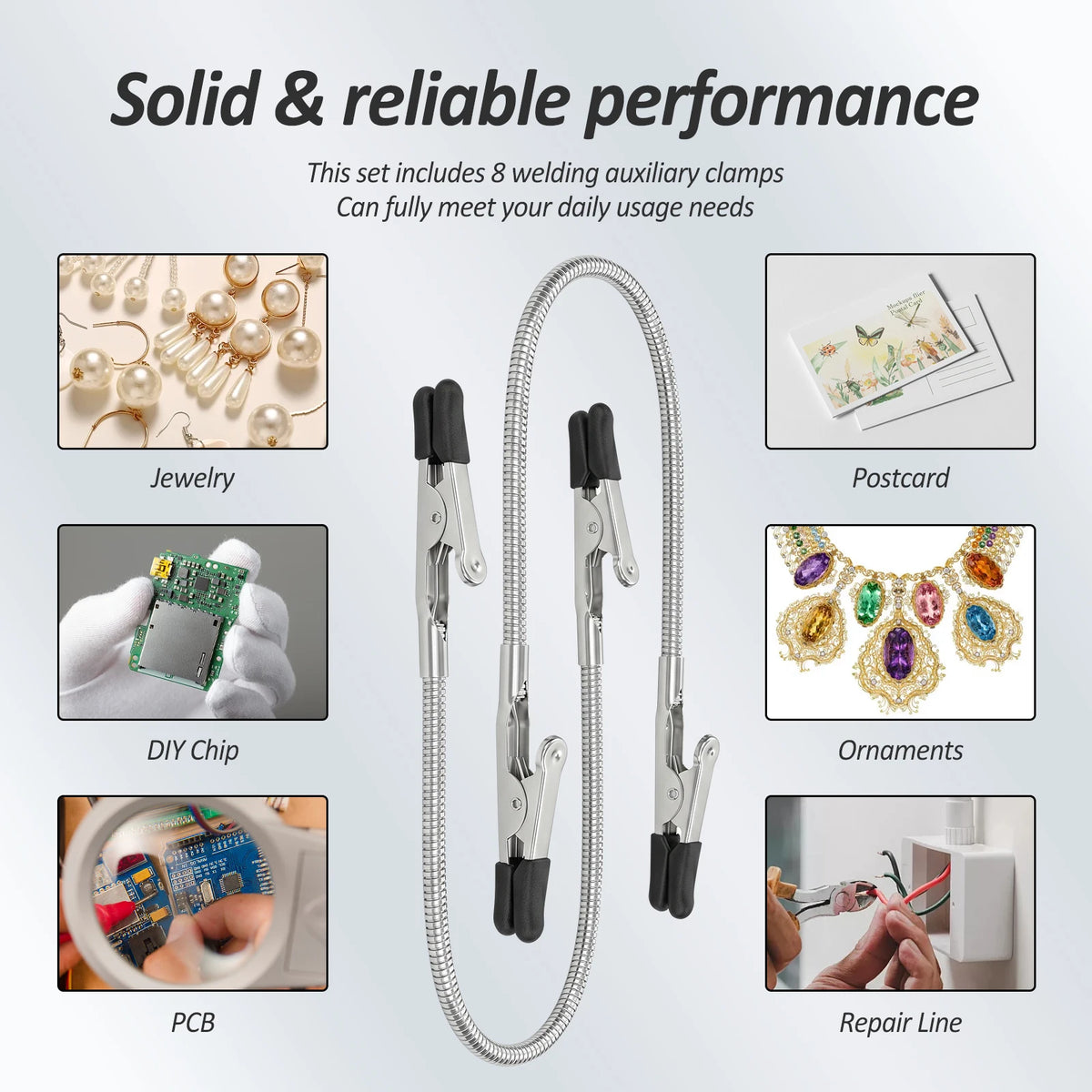 Soldering Helping Hand 8-Piece Flexible Alligator Clip Clamp Set Soldering Clamp Set Richie's