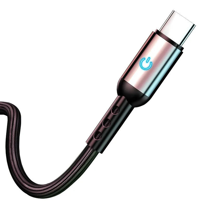 FUCHU Braided USB-C Cable LED Indicator Fast Charging 1.2M USB-C Charging Cable Richie's
