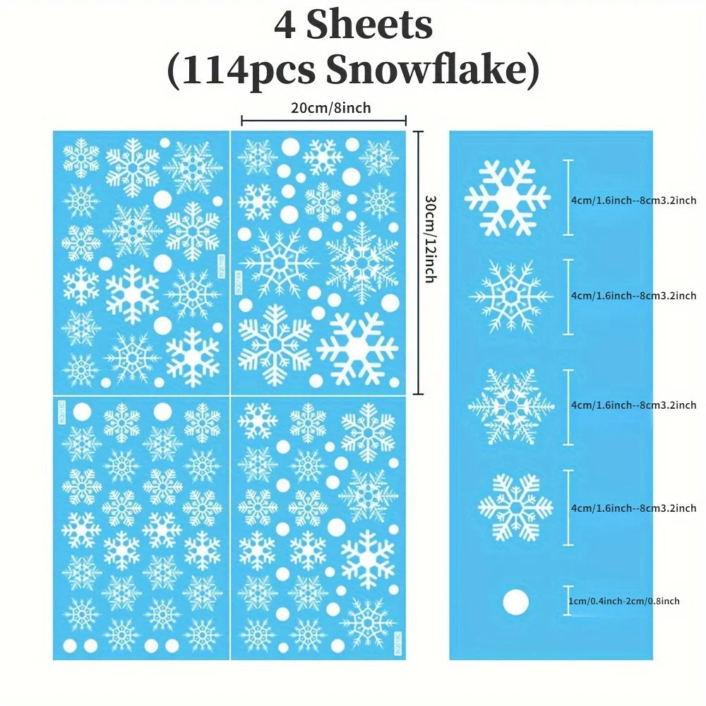 Snowflake Window Clings – Electrostatic Christmas Decals Window Clings Decor Richie's white114pcs 4sheets 85x215cm