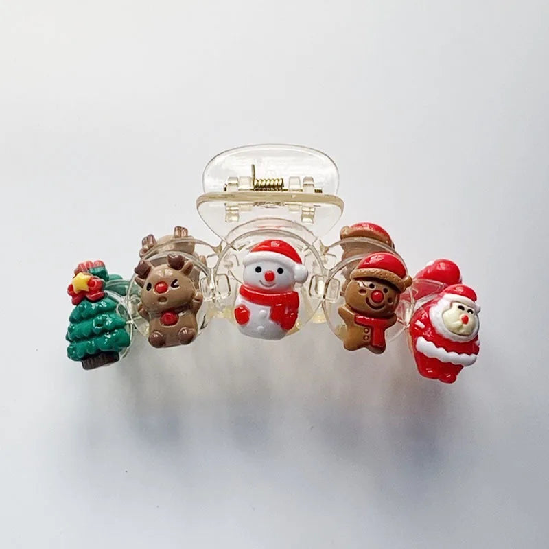 Santa & Reindeer Christmas Hair Claw Clip – Large Shark Clip Christmas Hair Clip Richie's Santa Claus 1pc