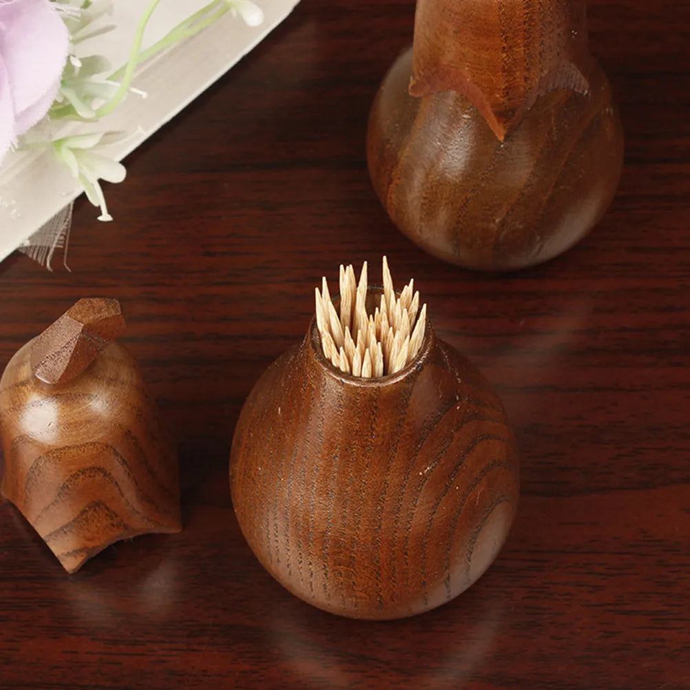 Eggplant Wooden Toothpick Holder Dispenser – Dust-Proof Lid Toothpick Dispenser Richie's