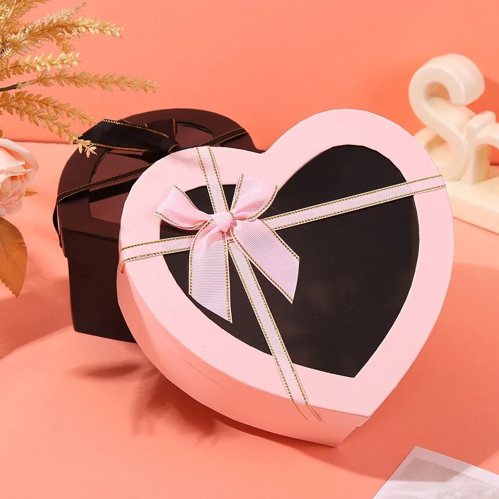 Heart-Shaped Gift Box with Bowknot & Clear Lid – 3 Sizes Gift Packaging Box Richie's