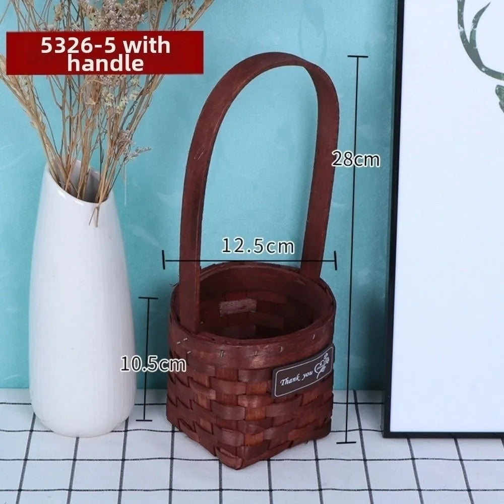Imitation Rattan Storage Basket with Handle – 8 Colors Woven Storage Basket Richie's Red-Brown