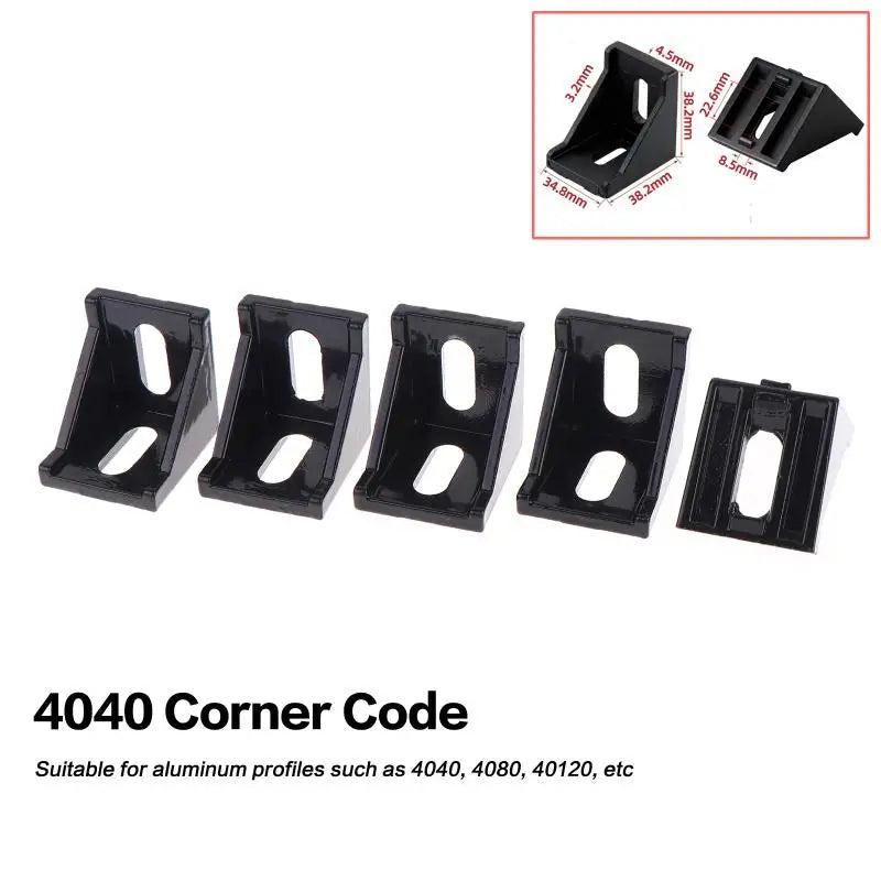 5Pcs Black Aluminum Angle Connectors – 2020 to 4545 T-Slot Brackets Aluminum Angle Connectors Richie's 4040 5pcs