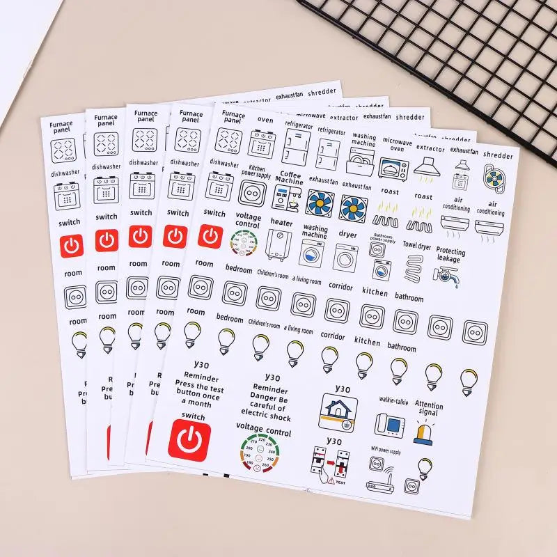 Waterproof Circuit Breaker Labels – Electric Box Sticker Sheets Electrical Panel Labels Richie's white 5sheets