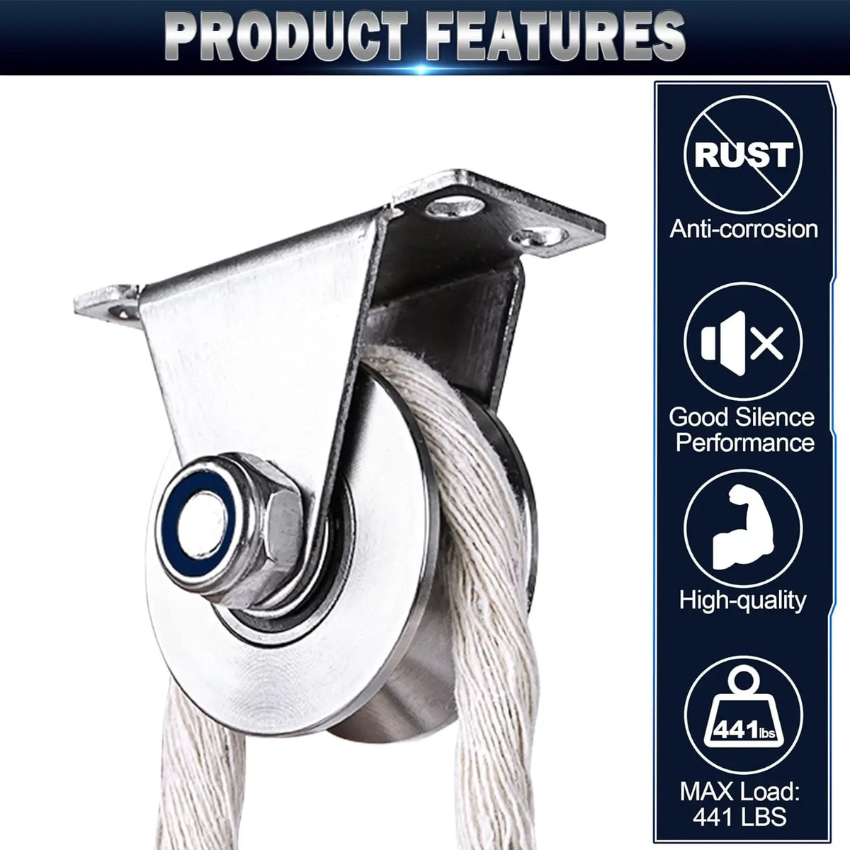 Wall Mounted Stainless Steel U-Type Groove Pulley Wheel – 1 Pack Pulley Block Roller Richie's