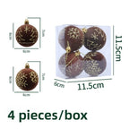 4PCS Flocked Christmas Ball Ornaments 6cm Xmas Tree Pendants Christmas Tree Ornaments Richie's 7