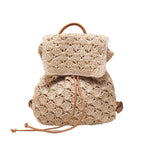 Women's Woven Straw Rattan Backpack | Boho Beach Rucksack Woven Straw Backpack Richie's Beige 30x12x34cm