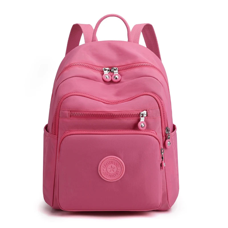Women's Waterproof Nylon Backpack – Casual Travel School Bag Women's Backpack Richie's rose powder