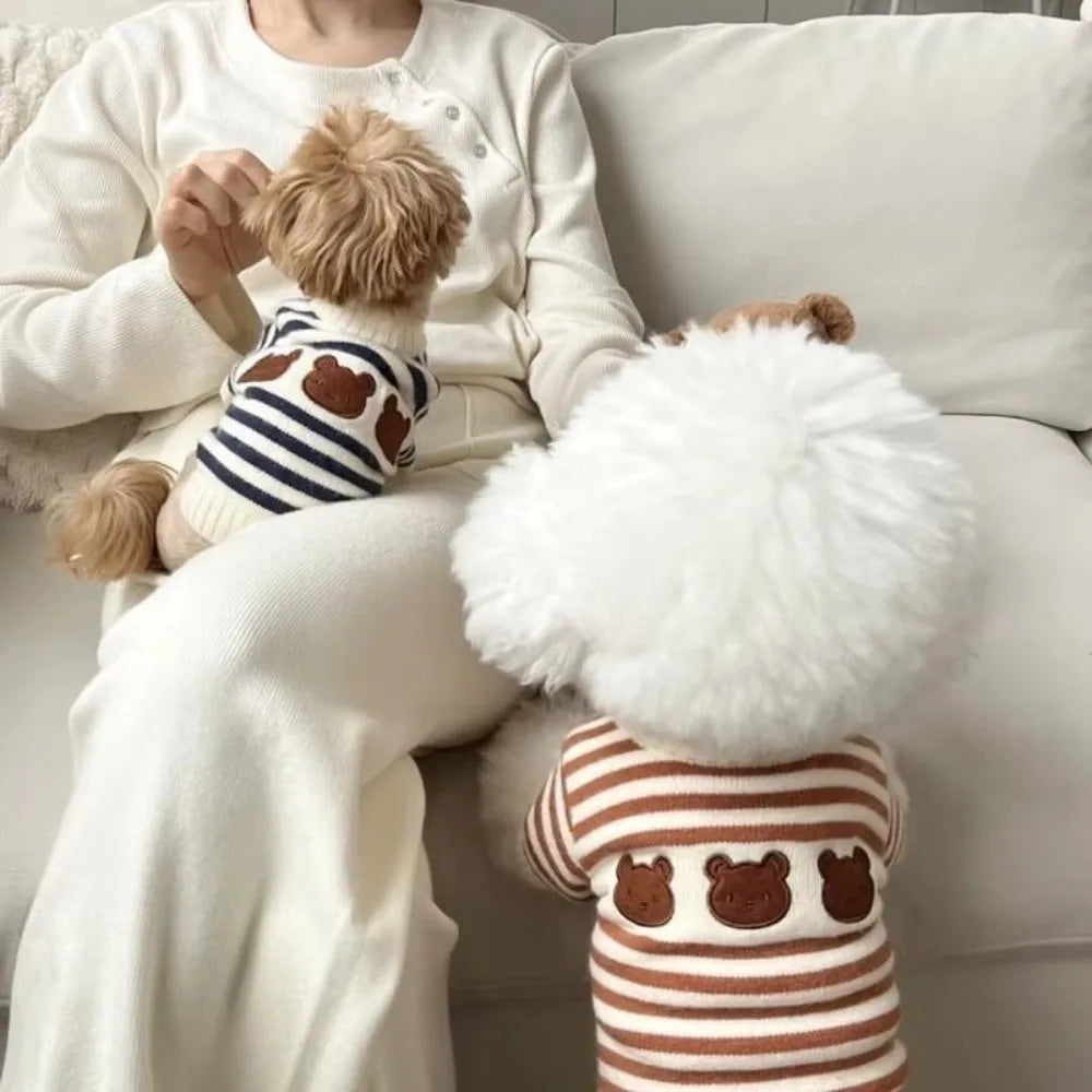Striped Knitted Dog Sweater – Warm Cotton Pet Coat Dog Sweater Richie's