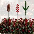 24pcs Artificial Pine, Pinecone & Red Berry Christmas Bouquet Christmas Decor Set Richie's