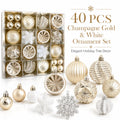 40-Piece Champagne Gold & White Christmas Tree Ornament Set Christmas Ornament Set Richie's Gold Other
