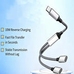 2-in-1 USB-C Splitter Cable Dual Port OTG Data Sync & Charging USB-C Splitter Cable Richie's