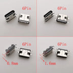 150Pcs USB Type-C Female 6-Pin 16-Pin SMD DIP Connector Kit USB-C Connector Kit Richie's
