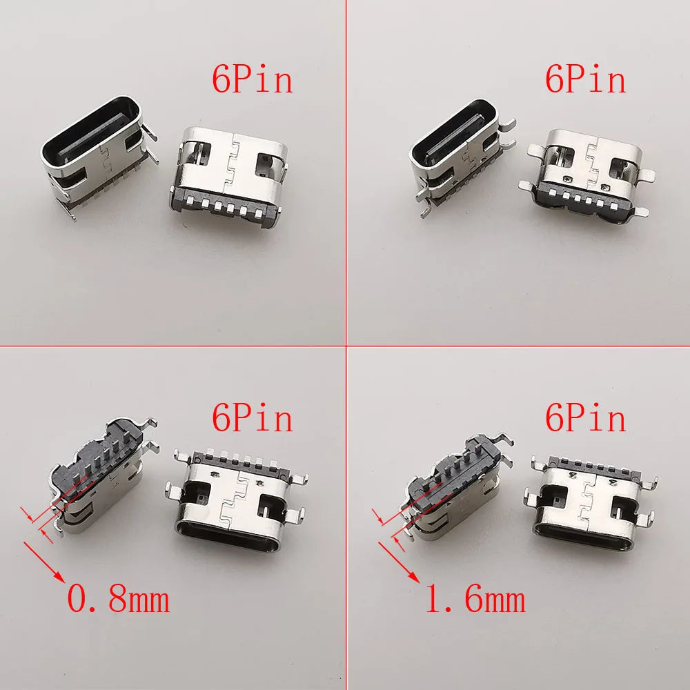 150Pcs USB Type-C Female 6-Pin 16-Pin SMD DIP Connector Kit USB-C Connector Kit Richie's