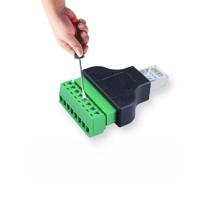 RJ45 to 8-Pin Screw Terminal Block Connector for CCTV DVR Network Terminal Adapter Richie's