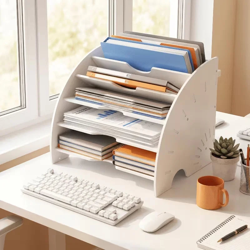 5-Layer Vertical Desktop File Rack | Multi-Compartment Organizer Desktop File Organizer Richie's Default Title