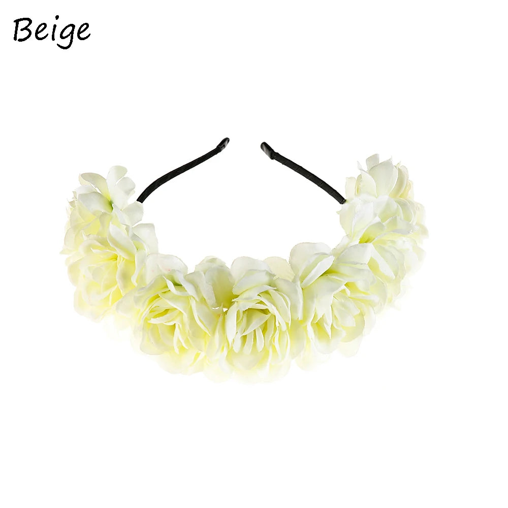Women's Flower Headband Bridal Hair Hoop for Wedding & Party Flower Headband Richie's Beige