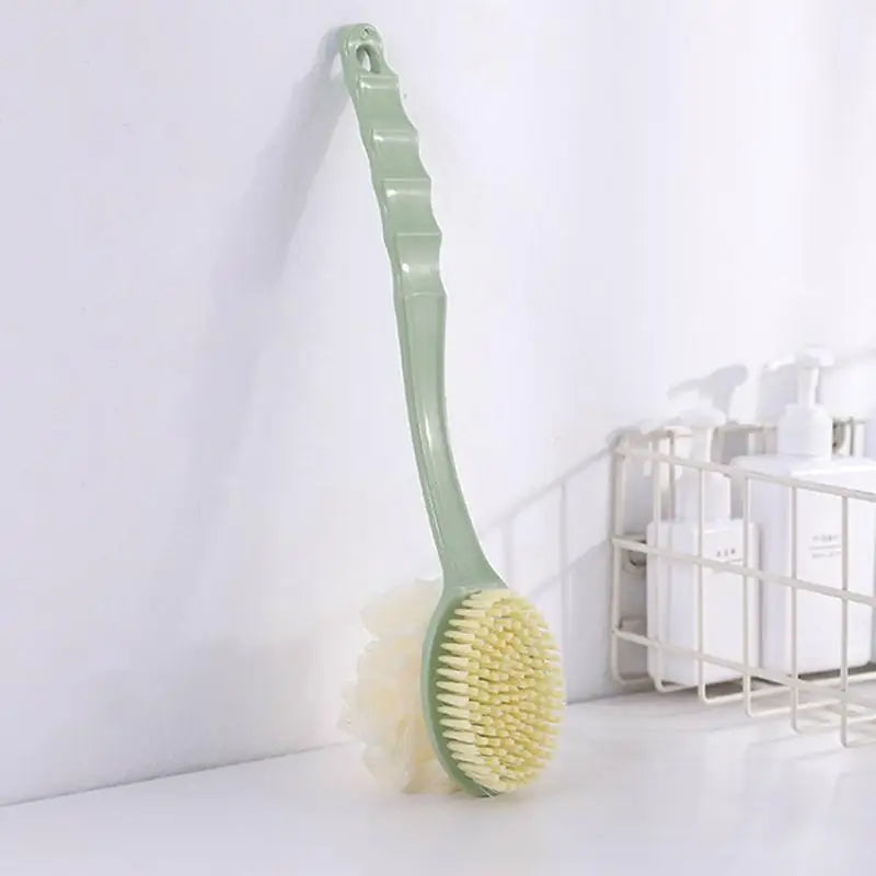 Loofah & Bristle Bath Body Brush – Long Handle Shower Scrubber Bath Body Brush Richie's green