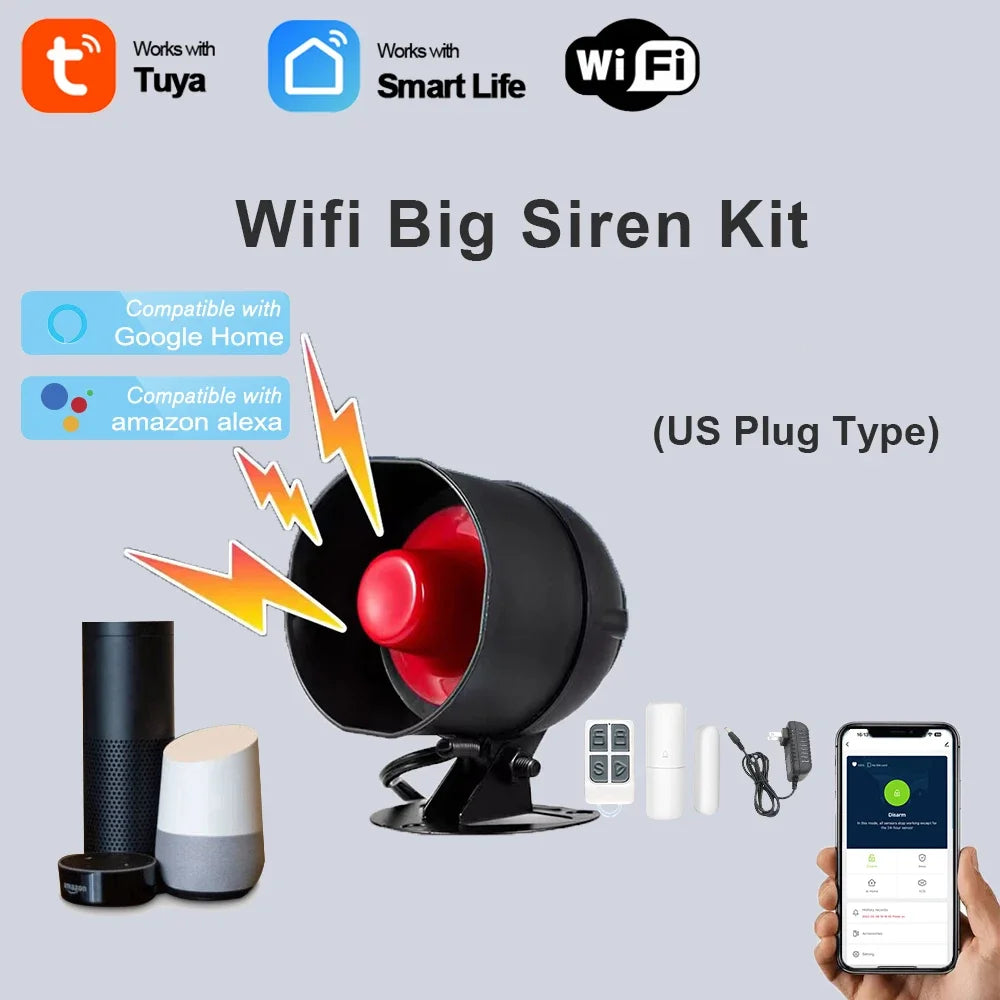 Tuya WiFi Smart Siren Alarm Kit – Alexa & Google Compatible WiFi Alarm System Richie's 105WT-US