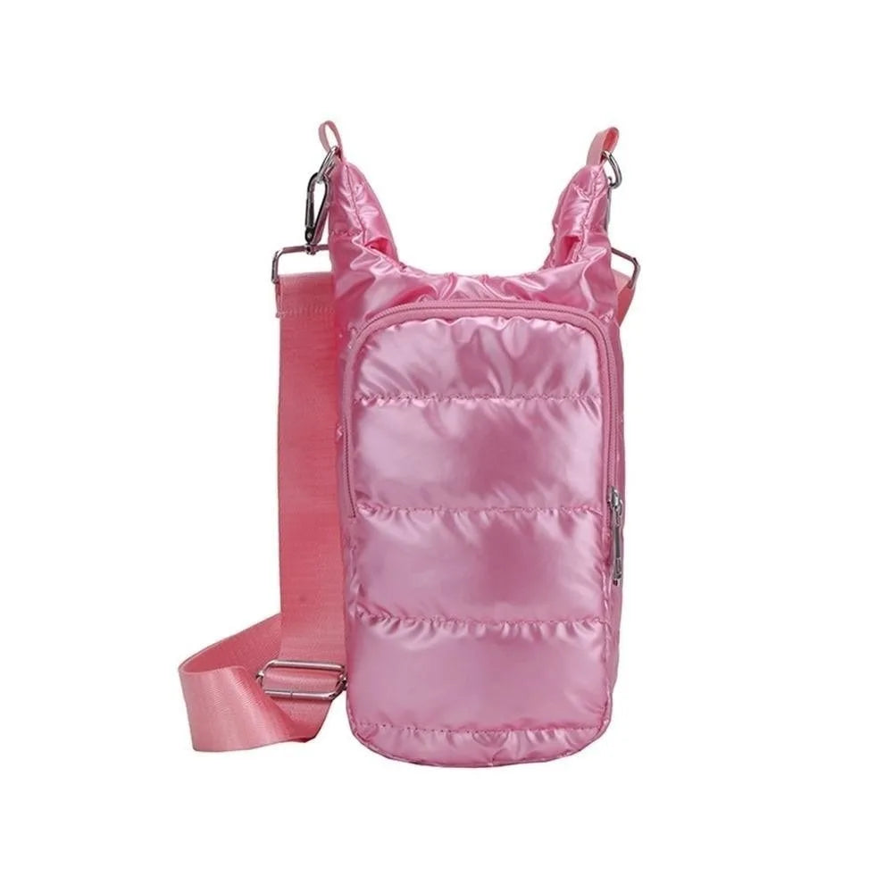 Insulated Water Bottle Shoulder Bag – Waterproof PU Sleeve Bottle Shoulder Bag Richie's Pink
