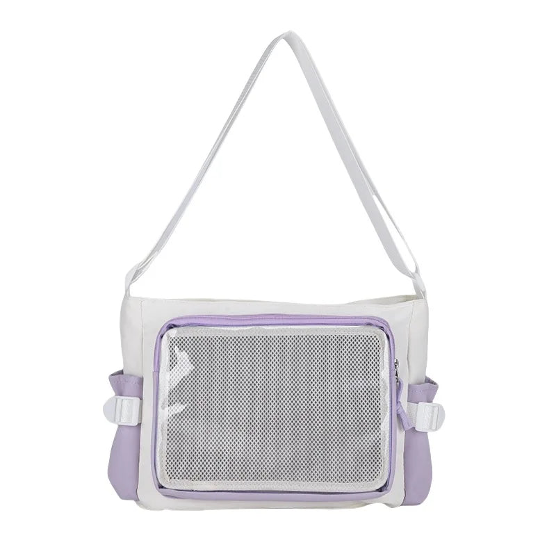 Transparent Ita Crossbody Bag – Large Capacity Shoulder Bag Crossbody Shoulder Bag Richie's white purple 37x24x15cm