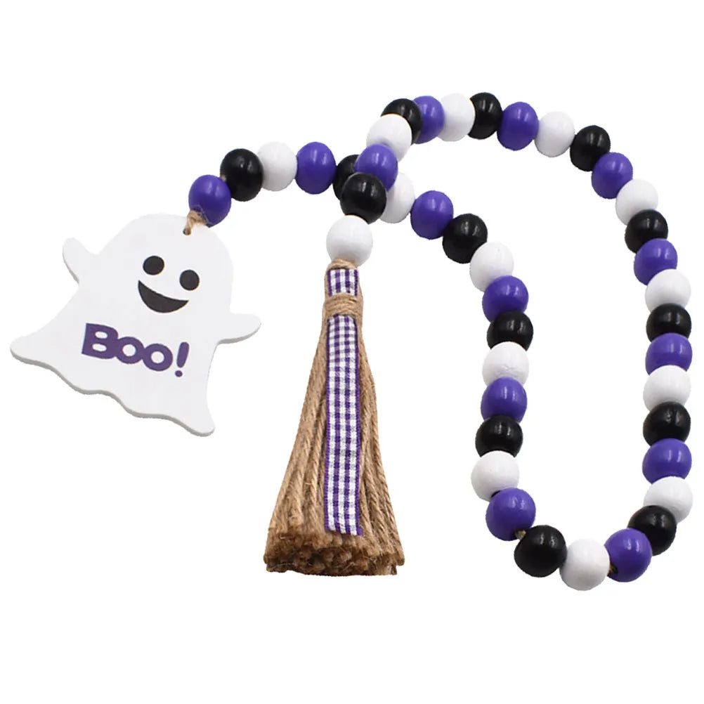 Halloween Wooden Bead Garland Farmhouse Rustic Tassel Décor Halloween Bead Garland Richie's other