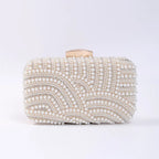 Ladies Pearl Beaded Evening Clutch Bag with Long Chain Evening Clutch Bag Richie's Gold