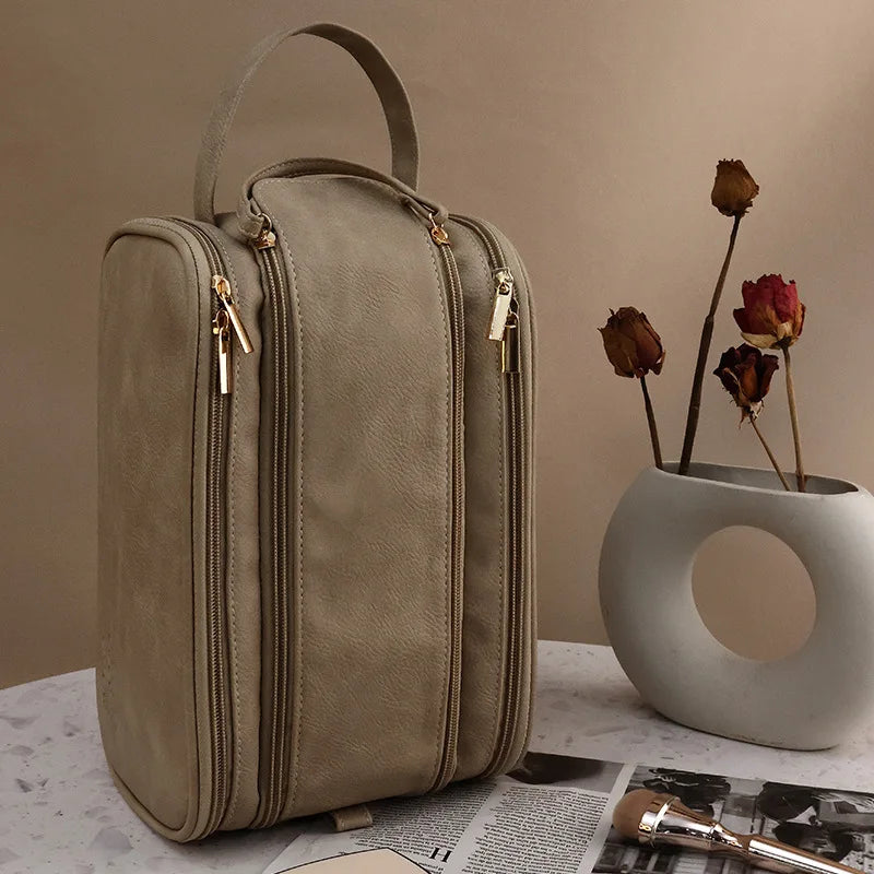 PU Leather Makeup Bag Large Capacity Double Zipper Travel Organizer Makeup Travel Bag Richie's